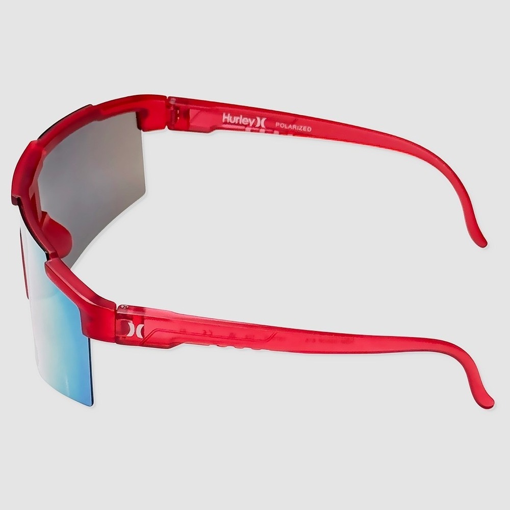 Hurley Semi-Rimless Shield Polarized Sunglasses NEW Red / Multi - #49562-SUN4 - Picture 2 of 3